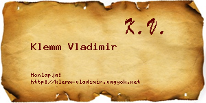 Klemm Vladimir névjegykártya